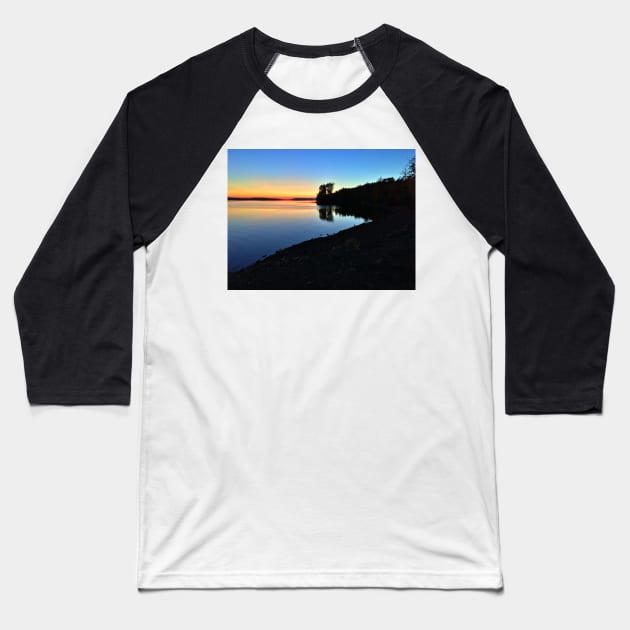 Orange Sky - Evening on a Northern Canadian Autumn Lake - Ripples on the Water Baseball T-Shirt by Ric1926